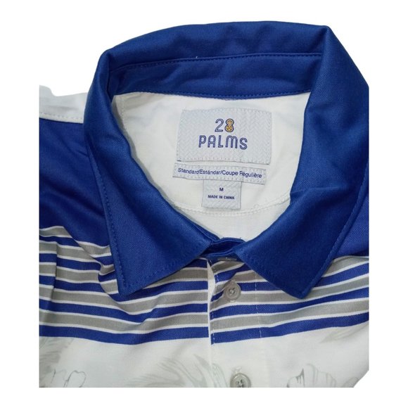 28 Palms Floral Polo Men’s Medium Shirt White/Blue Floral Stripe Shirt New - Picture 4 of 7
